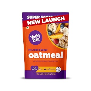 yogabar no added sugar oatmeal 1kg pouch - with alphonso mango chia seeds and real fruits amp berries - whole breakfast oatmeal cereal - overnight oats - with rolled oats