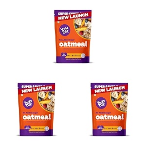 yogabar no added sugar oatmeal 1kg pouch - with alphonso mango chia seeds and real fruits amp berries - whole breakfast oatmeal cereal - overnight oats - with rolled oats pack of 3