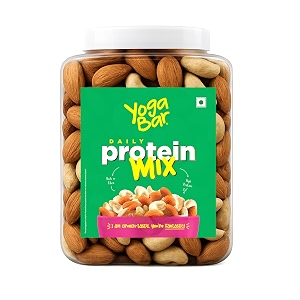 yogabar daily protein mix  850g  almonds cashews amp himalayan pink salt  high protein amp fiber  healthy snack for all ages