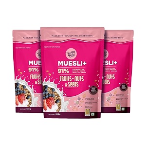 yogabar fruit and nut muesli 500 g pack of 3  muesli with 29 fruits nuts and seeds  wholegrains no preservatives