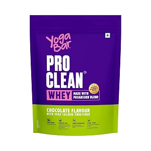 yogabar pro clean whey protein chocolate with zero calorie sweetener  25g protein per serve  made with proabsorb blend  907g  free pro clean creatine 100g  unflavoured monohydrate