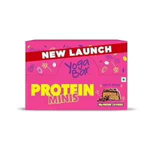 yogabar protein minis 4g protein bar 24 bars coffee crush  dark chocolate bar with no trans fat  healthy snacks for kids amp adults  goodness of peanuts  rich in protein amp fiber