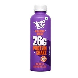 yogabar 26g protein shake 250ml  chocolate  high protein milkshake no added sugar  ideal for mornings pre amp post workout  nutritious energy drink  1 bottle