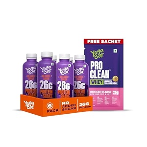yogabar protein shake with 26g protein no added sugar pack of 6 250ml cold coffe with free whey protein 35g sachet pack