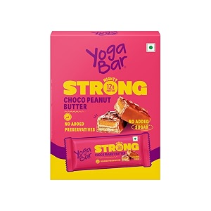 yogabar strong choco peanut butter protein barspack of 6 12g protein no added sugar no preservatives