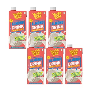 yogabar unsweetened almond drink 6l 6 x 1l  lactose-free  no added sugar  gluten-free  preservative-free  barista approved