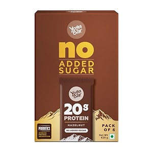 yogabar s 20gm no added sugar protein bars hazelnut pack of 6 420gram