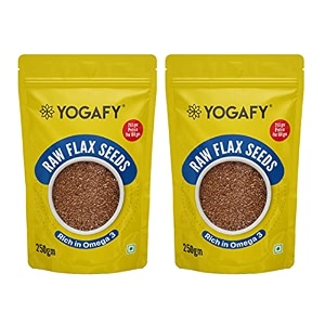 yogafy - flax seed - 500 gram pack of 2  omega-3 rich superfood  raw edible alsi seeds - high fibre food