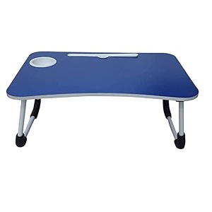 yogi mart 39foldable bed study table portable multifunction lapt lapdesk children bed foldabe table work office home with tablet slot amp cup holder study table brown coloured39gt blue