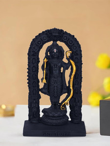 yogi ram lalla idol 4 inch height small black shri ram lala murti decorative showpiece  -  15 cm