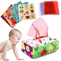 YOGINGO Baby Toys 6 to 12 Months - Tissue Box Toy Montessori for Babies 6-12 Months, Soft Stuffed High Contrast Crinkle Infant Sensory Toys, Boys&amp;Girls Kids Early Learning Gifts