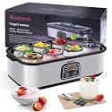Yogurt Maker Automatic Digital Yoghurt Maker Machine with 8 Glass Greek Jars 48 Ozs (6Oz Each Jar) LCD Display with Constant Temperature Control Stainless Steel Design for Home Use