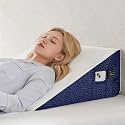 Yojoker Wedge Pillow for Sleeping - 10 Inch Bed Wedge Pillow for Headboard, High Density Foam Triangle Pillow for Elevated Sleeping, Snoring, Post Surgery Support, Back &amp; Leg Elevation, White Grey
