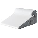 Yojoker Wedge Pillow for Sleeping - 12 Inch Bed Wedge Pillow with Memory Foam Headrest, Triangle Pillow for Sitting Up in Bed, Elevated Back &amp; Leg Support Cushion with Washable Cover, White Grey