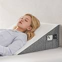 Yojoker Wedge Pillow for Sleeping - 12 Inch Bed Wedge Pillow for Headboard, High Density Foam Triangle Pillow for Elevated Sleeping, Snoring, Post Surgery Support, Back &amp; Leg Elevation, White Grey