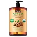 Yoken Organic Almond Oil 16 oz, Cold Pressed Carrier Oil for Skin &amp; Hair