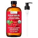 Yoken Organic Rosehip Seed Oil 16oz, Cold Pressed, Glass Bottle