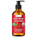 Yoken Organic Rosehip Seed Oil 8oz, Cold Pressed Carrier Oil, Glass Bottle