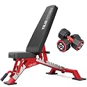 YOLEO Commercial Adjustable Weight Bench - MAX 2300LBS Heavy Duty Workout Bench for Home Gym, Decline/Flat/Incline Bench Press 2.4" Thick Pad (6-Step Assembly) (Weight Bench + 2 Dumbbells)