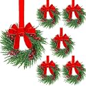 YoleShy 6 Pcs Small Christmas Wreath 12'' Mini Wreaths for Cabinet Window