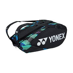 yonex ba 92229 ex pro badminton kit bag  fine blue  dual racket compartments shoe pocket amp backpack straps for tournament players greenpurple