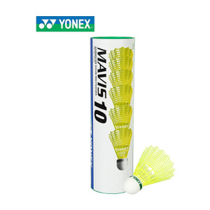 yonex mavis 10 shuttle cock yellow - green cap1 tube  6  nylon shuttle  - yellow