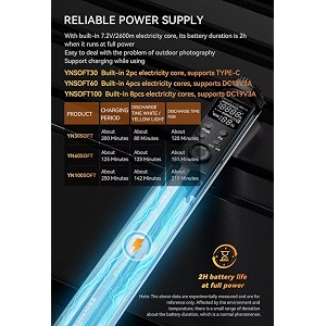 yongnuo yn100soft 100cm handheld led video light wand stick photography light rgb full color 2000k-10000k with built-in rechargeable battery 31 special scene modes