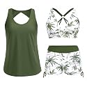 Yonique 3 Piece Tankini Swimsuits for Women Swim Tank Top Bathing Suits with Boy Shorts and Bra Athletic Swimwear