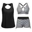 Yonique 3 Piece Tankini Swimsuits for Women Swim Tank Top Bathing Suits with Boy Shorts and Bra Athletic Swimwear