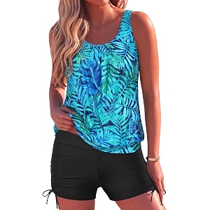 yonique blouson tankini swimsuits for women 2 piece bathing suits tops with boyshorts modest loose fit swimwear