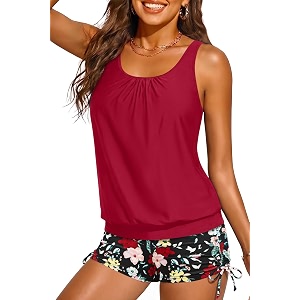 yonique blouson tankini swimsuits for women 2 piece bathing suits tops with boyshorts modest loose fit swimwear