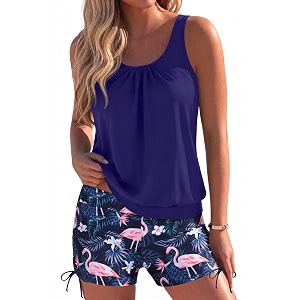 yonique blouson tankini swimsuits for women 2 piece bathing suits tops with boyshorts modest loose fit swimwear