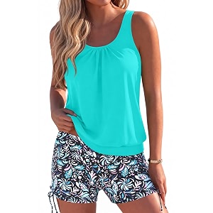 yonique blouson tankini swimsuits for women 2 piece bathing suits tops with boyshorts modest loose fit swimwear