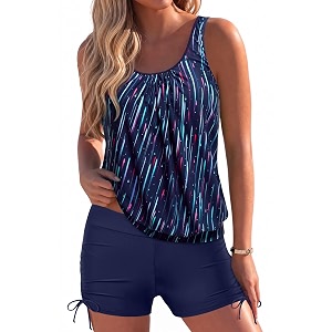 yonique blouson tankini swimsuits for women 2 piece bathing suits tops with boyshorts modest loose fit swimwear
