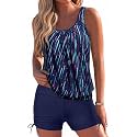 Yonique Blouson Tankini Swimsuits for Women 2 Piece Bathing Suits Tops with Boyshorts Modest Loose Fit Swimwear
