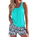 Yonique Blouson Tankini Swimsuits for Women 2 Piece Bathing Suits Tops with Boyshorts Modest Loose Fit Swimwear
