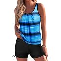 Yonique Blouson Tankini Swimsuits for Women 2 Piece Bathing Suits Tops with Boyshorts Modest Loose Fit Swimwear