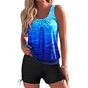 Yonique Blouson Tankini Swimsuits for Women 2 Piece Bathing Suits Tops with Boyshorts Modest Loose Fit Swimwear