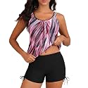 Yonique Blouson Tankini Swimsuits for Women 2 Piece Bathing Suits Tops with Boyshorts Modest Loose Fit Swimwear