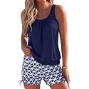 Yonique Blouson Tankini Swimsuits for Women 2 Piece Bathing Suits Tops with Boyshorts Modest Loose Fit Swimwear