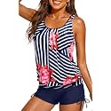 Yonique Blouson Tankini Swimsuits for Women 2 Piece Bathing Suits Tops with Boyshorts Modest Loose Fit Swimwear