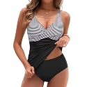 Yonique Plus Size Tankini Swimsuits for Women Blouson Tankini Tops with Swim Shorts Two Piece Bathing Suits
