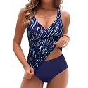 Yonique Plus Size Tankini Swimsuits for Women Blouson Tankini Tops with Swim Shorts Two Piece Bathing Suits