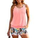 Yonique Ribbed Blouson Tankini with Pockets Shorts Athletic Swimsuit