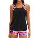 Yonique Two Piece Tankini Swimsuit T-Back Blouson Tankini with Shorts