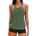 Yonique Two Piece Tankini Swimsuit T-Back Blouson Tankini with Shorts