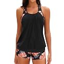 Yonique Two Piece Tankini Swimsuit T-Back Blouson Tankini with Shorts