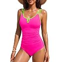 Yonique Womens One Piece Swimsuit Tummy Control - Slimming Bathing Suit V Wired Full Coverage 2026 Swimwear