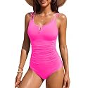 Yonique Womens One Piece Swimsuit Tummy Control - Slimming Bathing Suit V Wired Full Coverage 2026 Swimwear