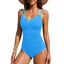 Yonique Womens One Piece Swimsuit Tummy Control - Slimming Bathing Suit V Wired Full Coverage 2026 Swimwear